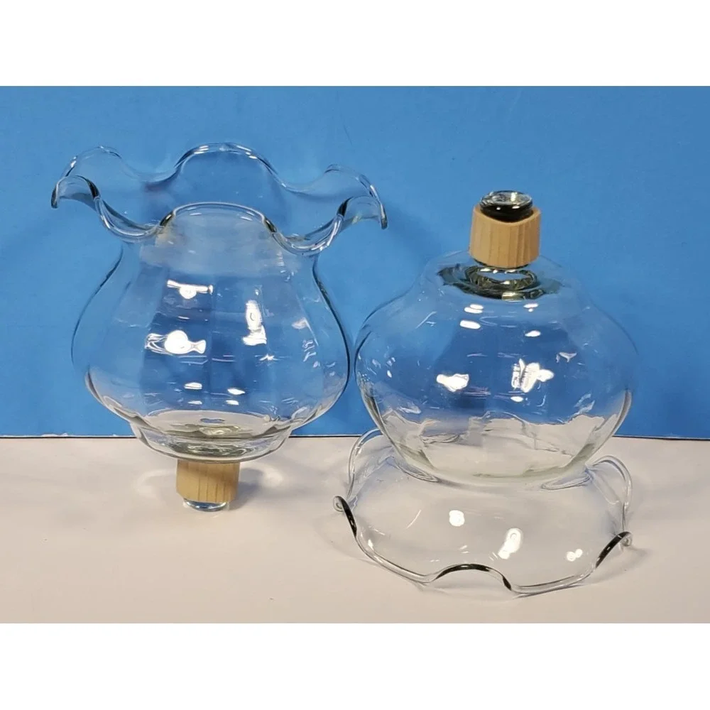 Votive‎ Cups Optic Ruffle Glass Peg Candle Home Interiors Clear Homco Qty 2